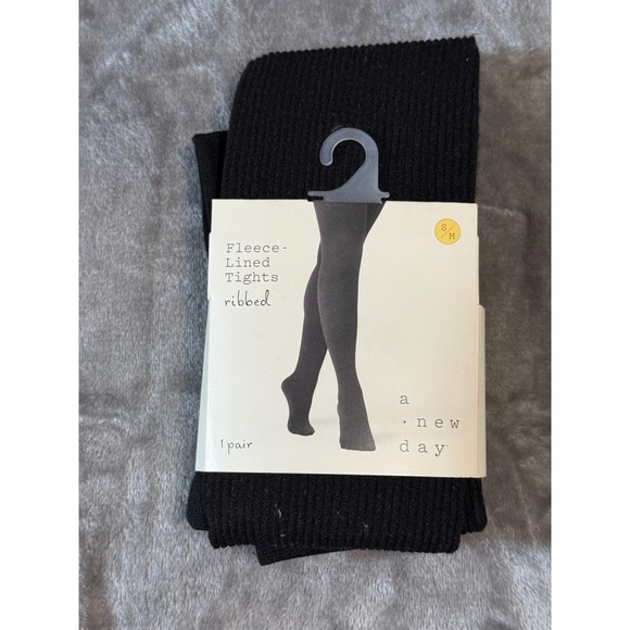 NWT A New Day Women's Fleece Lined Tights Ribbed Soft Warm Size Small Medium - Picture 1 of 2